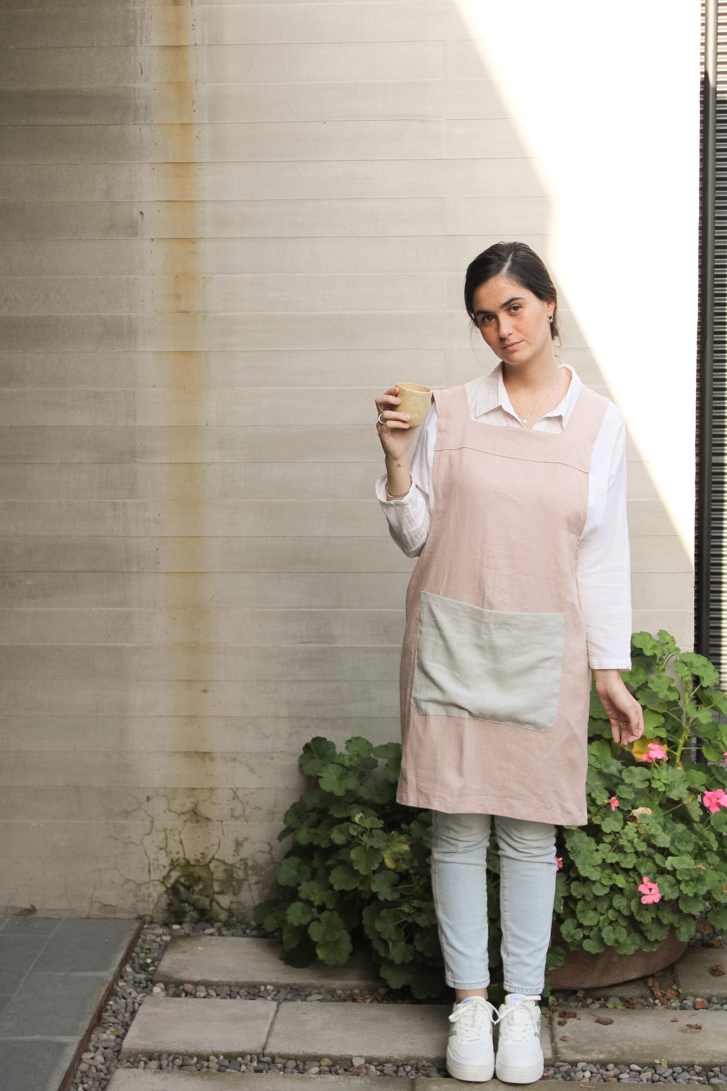 Delantal Lino Palo Rosa