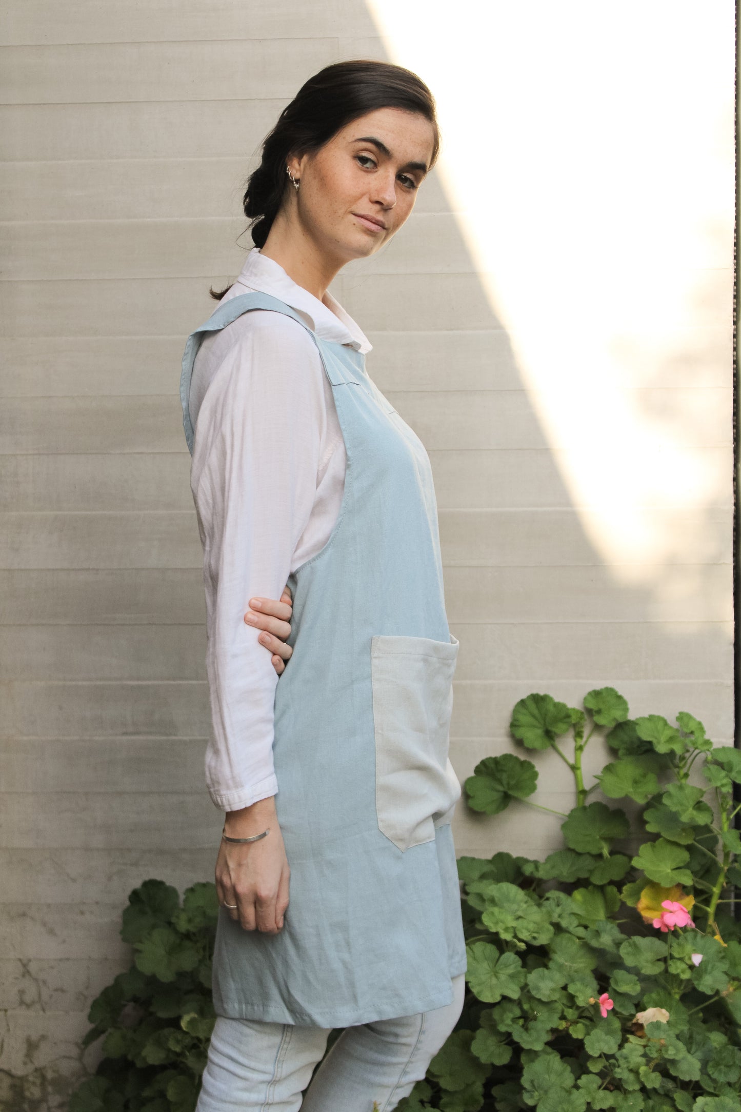 Delantal Lino Celeste